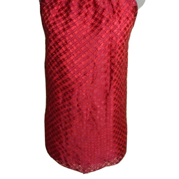 M.S.S.P. MAX STUDIO Velvet Chiffon High neck Top XS Red Trapeze Tunic blouse Hot - Picture 3 of 9